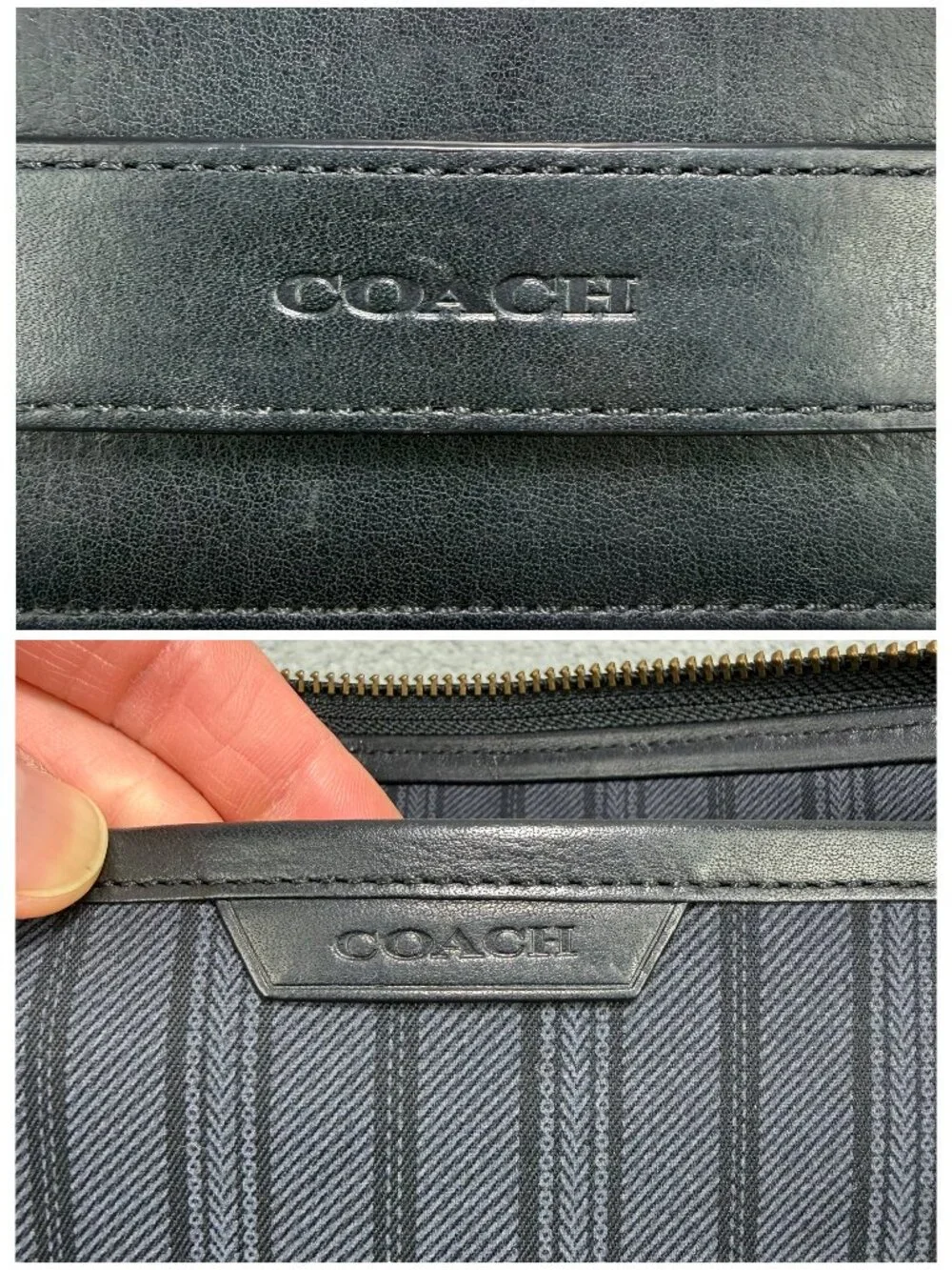 Coach Portfolio Organizer Brown Black Bi-Fold Zip Around Leather Planner Vintage